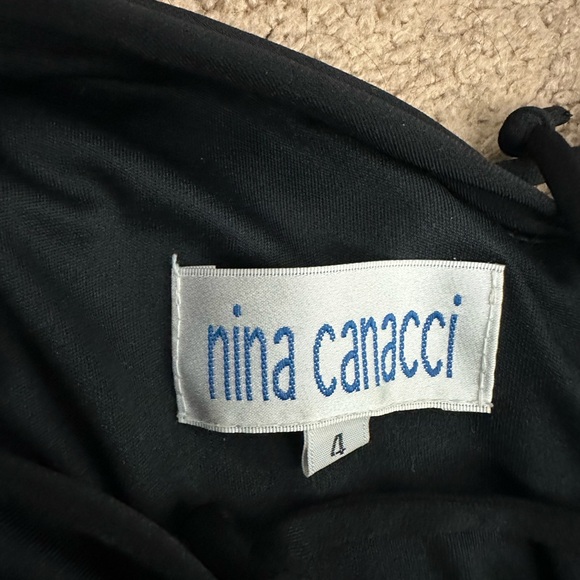 Nina Canacci Plunge V-Neck Crisscross Back Prom Evening Gown Black Size 4 - Picture 12 of 15